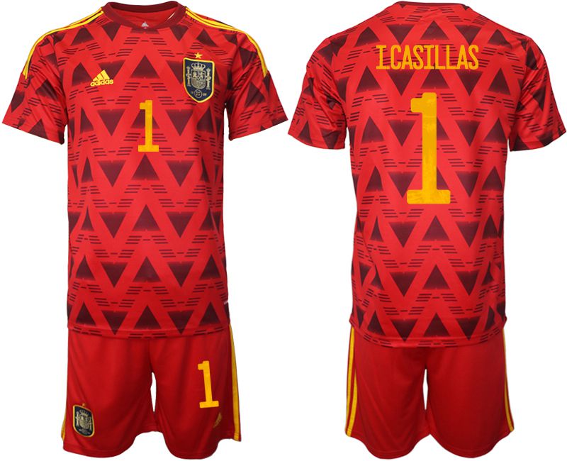 Men 2022 World Cup National Team Spain home red #1 Soccer Jersey->women nfl jersey->Women Jersey
